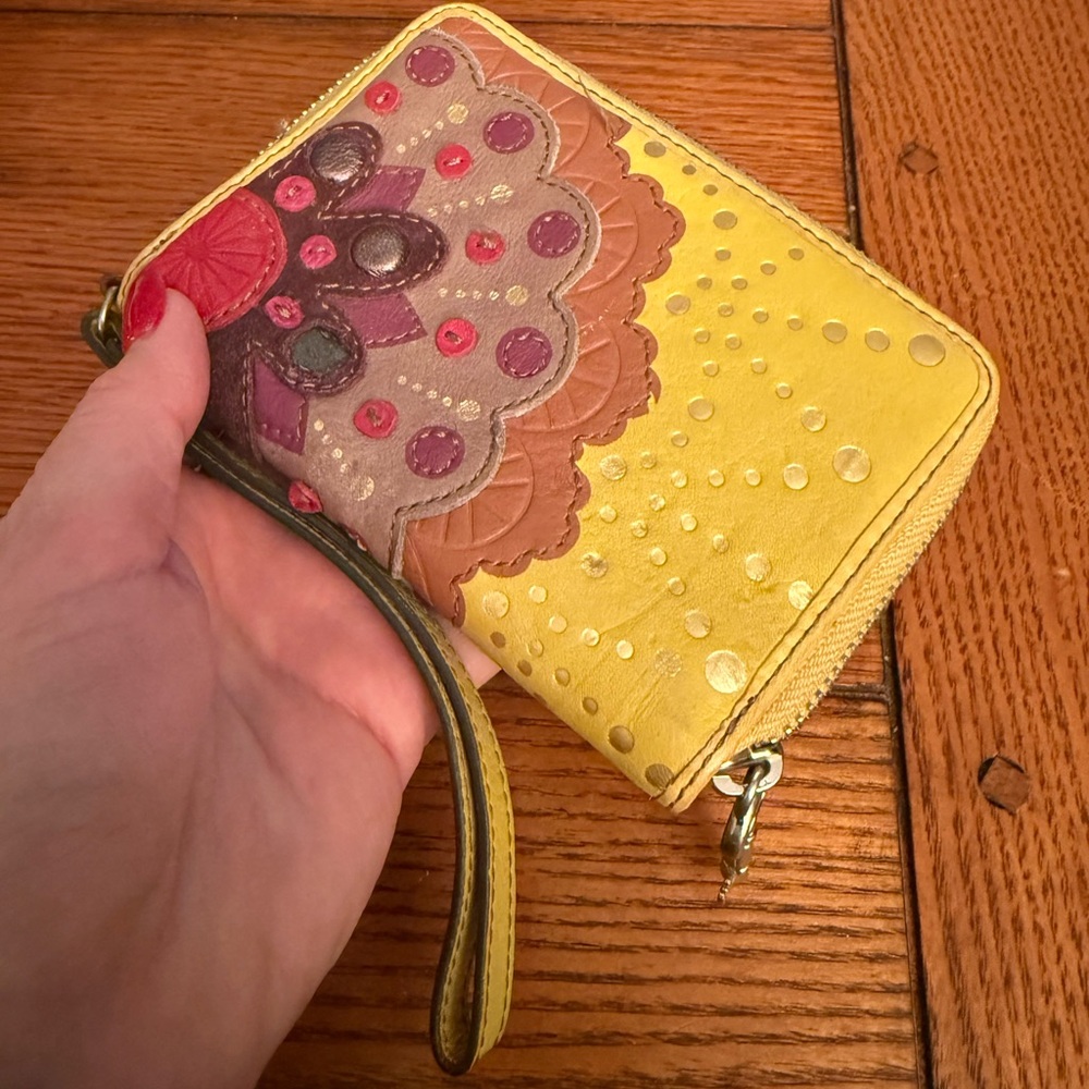 Fossil Multicolor Embossed Wristlet Clutch